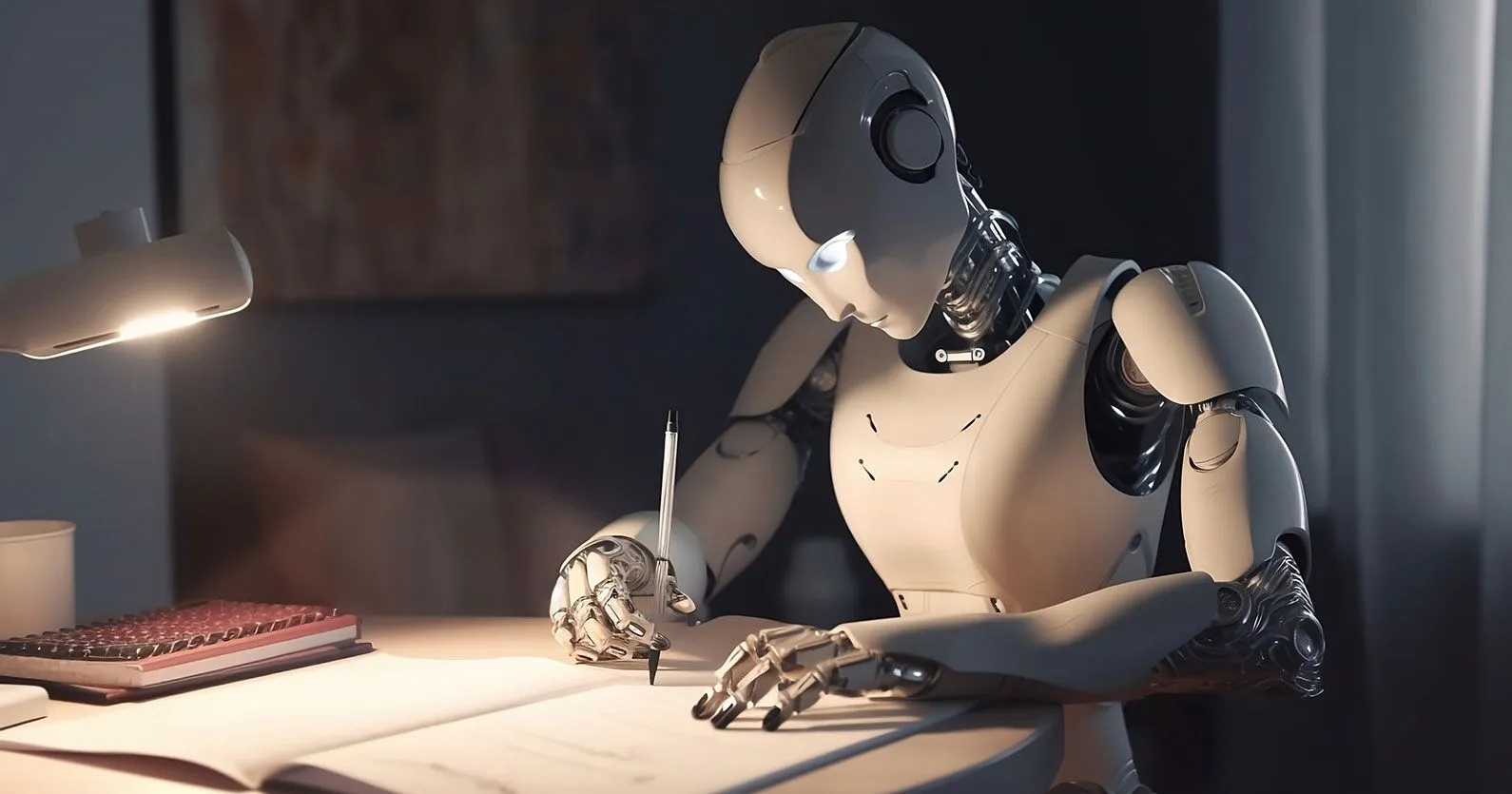 image of a robot writing