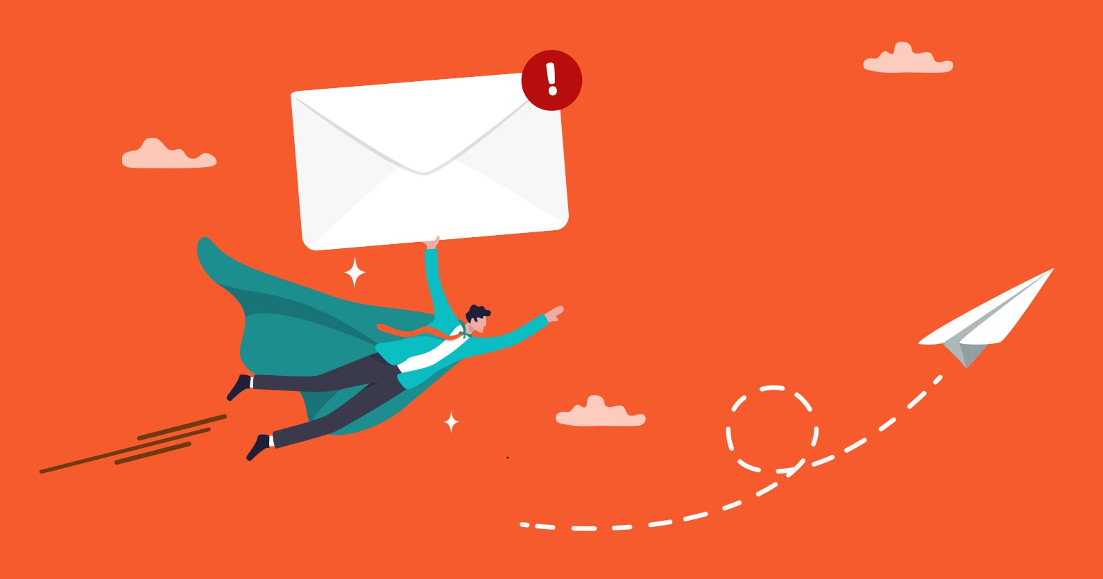 6 Powerful Must Haves in an Email Marketing Service 4 Illustration showing a superhero delivering an envelope (representing email)