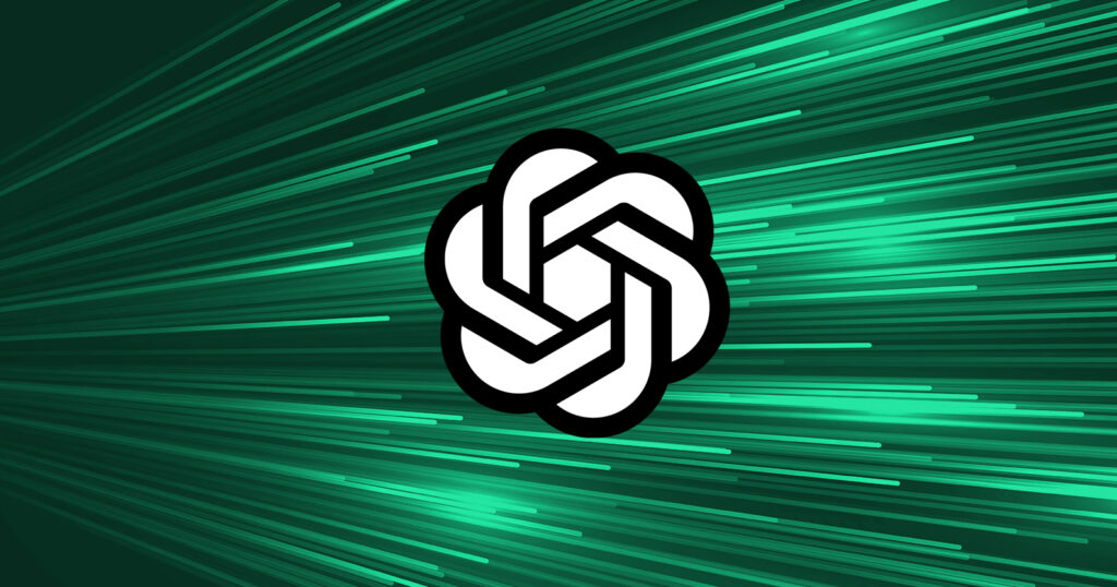 ChatGPT Is Informative and Smart—But It’s Missing This 1 The OpenAI logo is centered on a background of green lines radiating outward, creating a sense of motion and energy—hinting at what ChatGPT is missing: a truly dynamic visual presence.